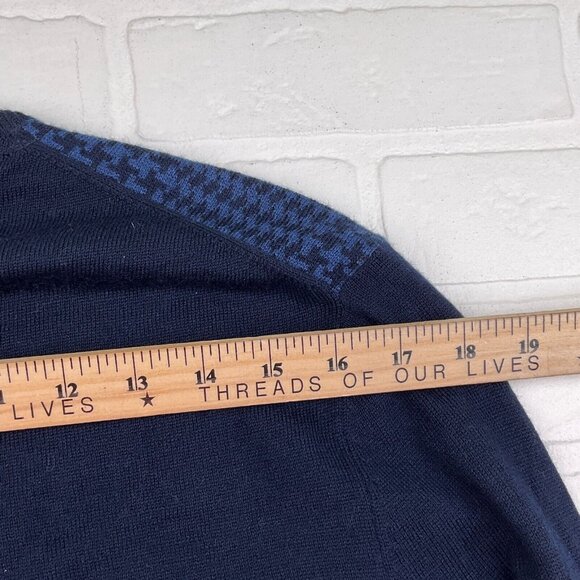 Club Room Sweater Mens Large Blue Black Houndstooth Classic Merino Wool NWT - Picture 8 of 10
